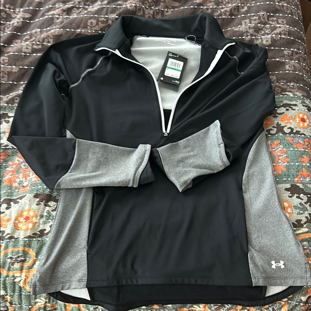 Under Armour Women's Black and Gray Half Zip Cold Gear Running